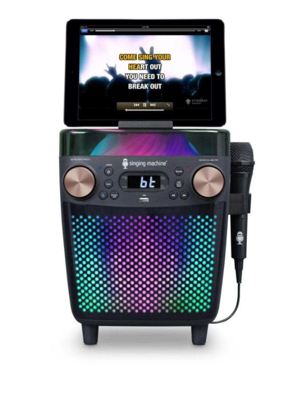 New Karaoke Singing Machine Portable Bluetooth Speaker Microphone Light Show Par - Picture 11 of 16
